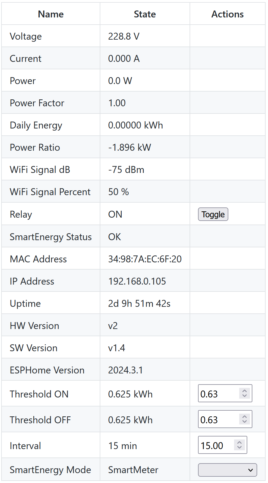 SmartPlug Webinterface