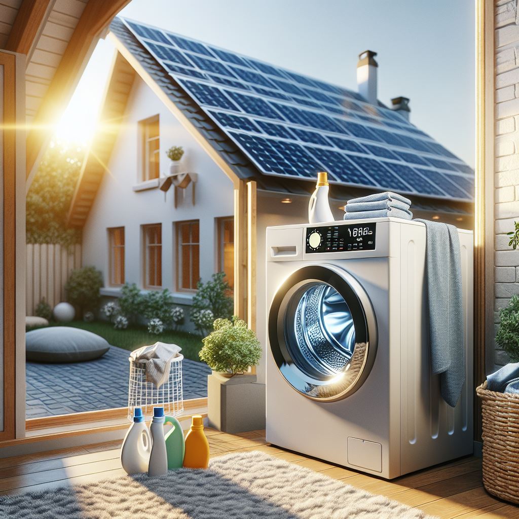 Wasmachine met zonnepanneel